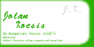 jolan kocsis business card